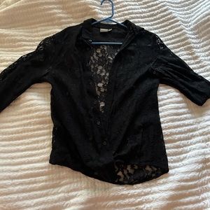 Mesh floral button up